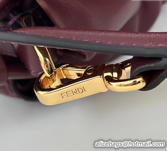 Best Quality Fendi Mamma Baguette Small Bag in Nappa Leather 8677S Dark Burgundy 2025