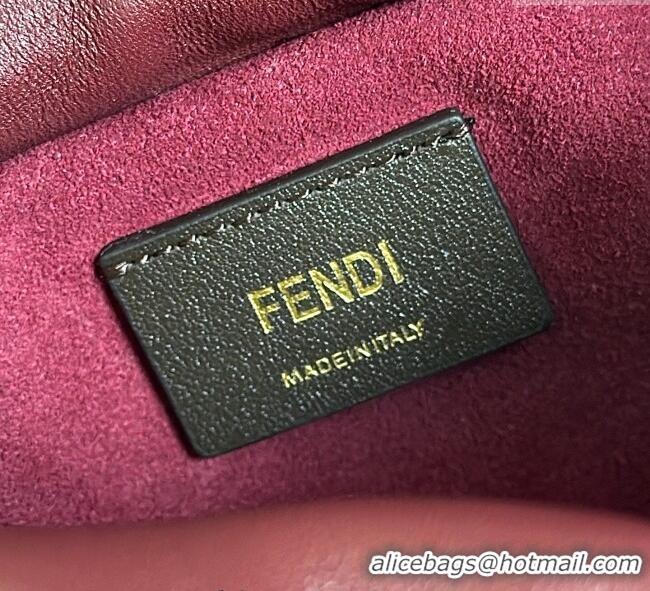 Best Quality Fendi Mamma Baguette Small Bag in Nappa Leather 8677S Dark Burgundy 2025