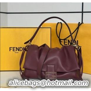 Famous Brand Fendi Mamma Baguette Large Bag in Nappa Leather 8677L Dark Burgundy 2025