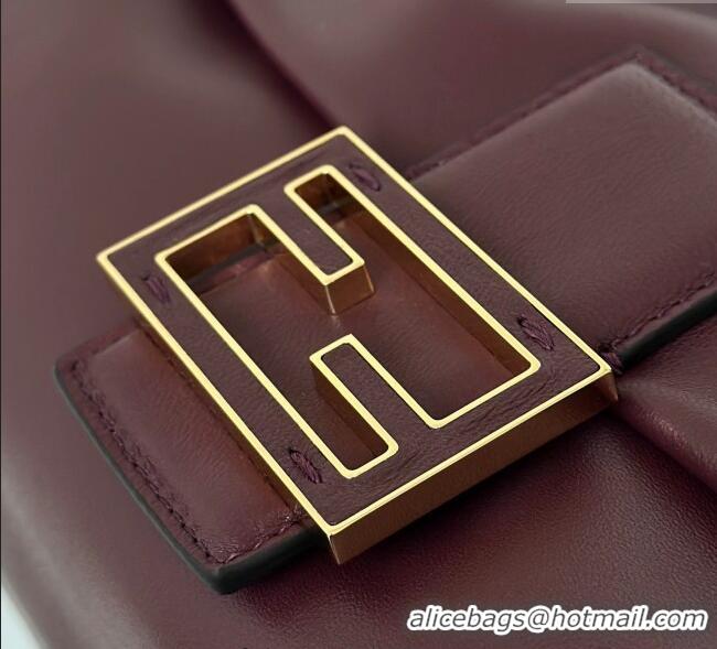Famous Brand Fendi Mamma Baguette Large Bag in Nappa Leather 8677L Dark Burgundy 2025