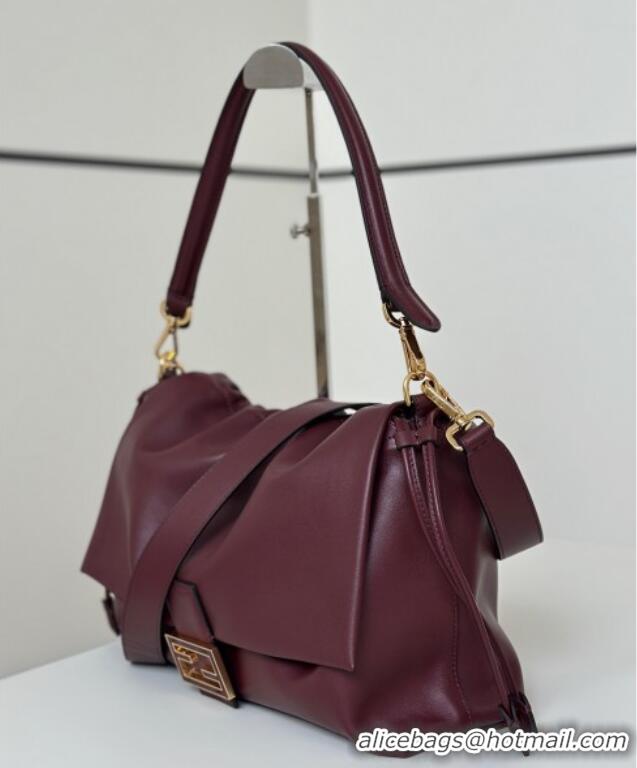 Famous Brand Fendi Mamma Baguette Large Bag in Nappa Leather 8677L Dark Burgundy 2025