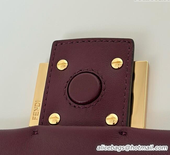 Famous Brand Fendi Mamma Baguette Large Bag in Nappa Leather 8677L Dark Burgundy 2025