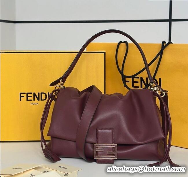 Famous Brand Fendi Mamma Baguette Large Bag in Nappa Leather 8677L Dark Burgundy 2025