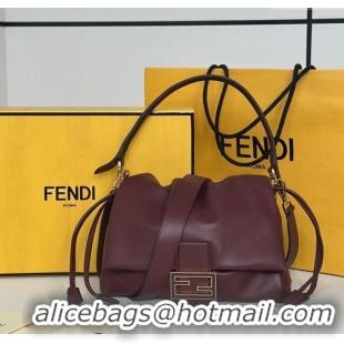 Famous Brand Fendi Mamma Baguette Medium Bag in Nappa Leather 8677M Dark Burgundy 2025