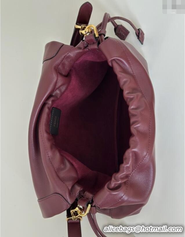 Famous Brand Fendi Mamma Baguette Medium Bag in Nappa Leather 8677M Dark Burgundy 2025