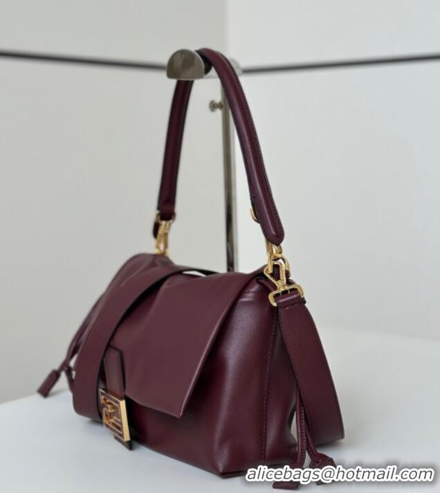 Famous Brand Fendi Mamma Baguette Medium Bag in Nappa Leather 8677M Dark Burgundy 2025