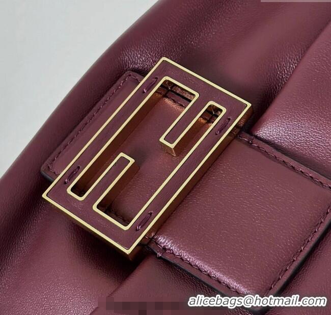 Famous Brand Fendi Mamma Baguette Medium Bag in Nappa Leather 8677M Dark Burgundy 2025