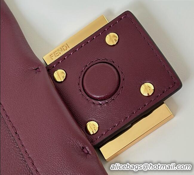 Famous Brand Fendi Mamma Baguette Medium Bag in Nappa Leather 8677M Dark Burgundy 2025