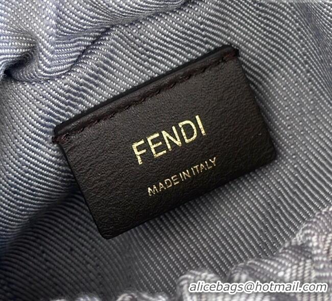 Top Grade Fendi Mamma Baguette Small Bag in Blue denim-effect FF jacquard 8677S 2025