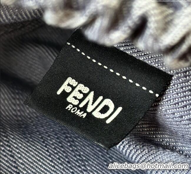 Top Grade Fendi Mamma Baguette Small Bag in Blue denim-effect FF jacquard 8677S 2025