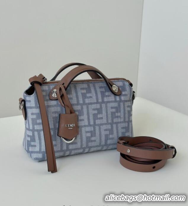 Luxury Cheap Fendi By The Way Soft Mini Bag in Blue denim-effect FF jacquard 8665S 2025