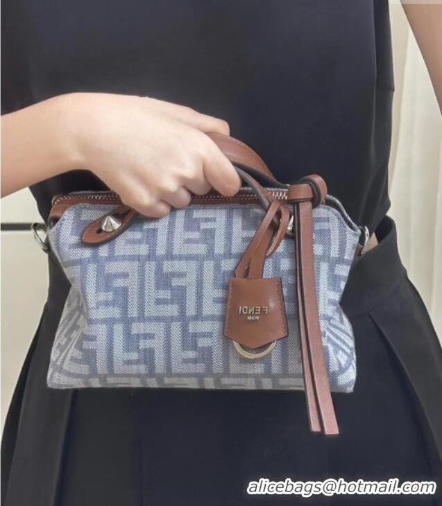 Luxury Cheap Fendi By The Way Soft Mini Bag in Blue denim-effect FF jacquard 8665S 2025
