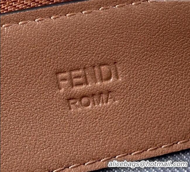 Luxury Cheap Fendi By The Way Soft Mini Bag in Blue denim-effect FF jacquard 8665S 2025