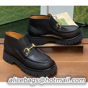 Charming Gucci Horsebit Ankle Boots 4.5cm in Shiny Leather Black 2025 764206