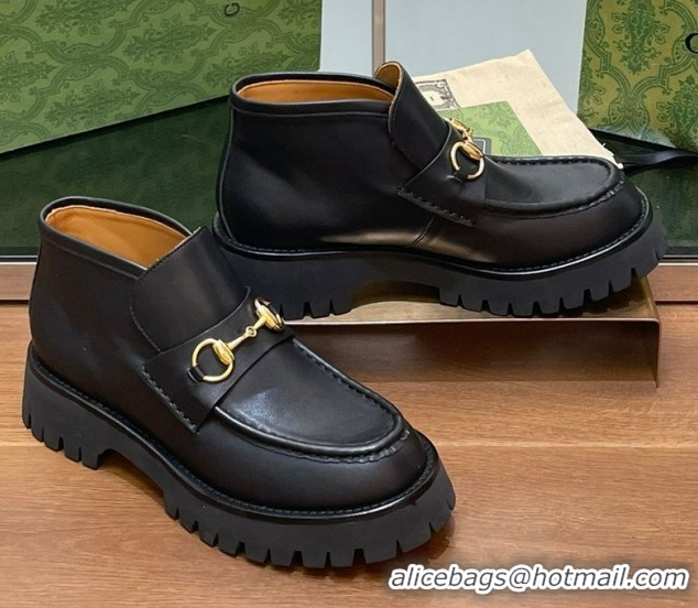 Charming Gucci Horsebit Ankle Boots 4.5cm in Shiny Leather Black 2025 764206