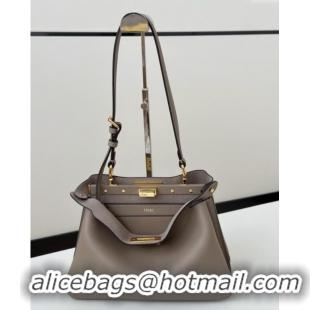 Inexpensive Fendi Peekaboo Soft Small Bag in Leather 80175 Dark Grey 2025