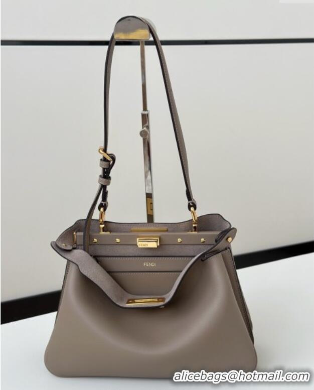 Inexpensive Fendi Peekaboo Soft Small Bag in Leather 80175 Dark Grey 2025