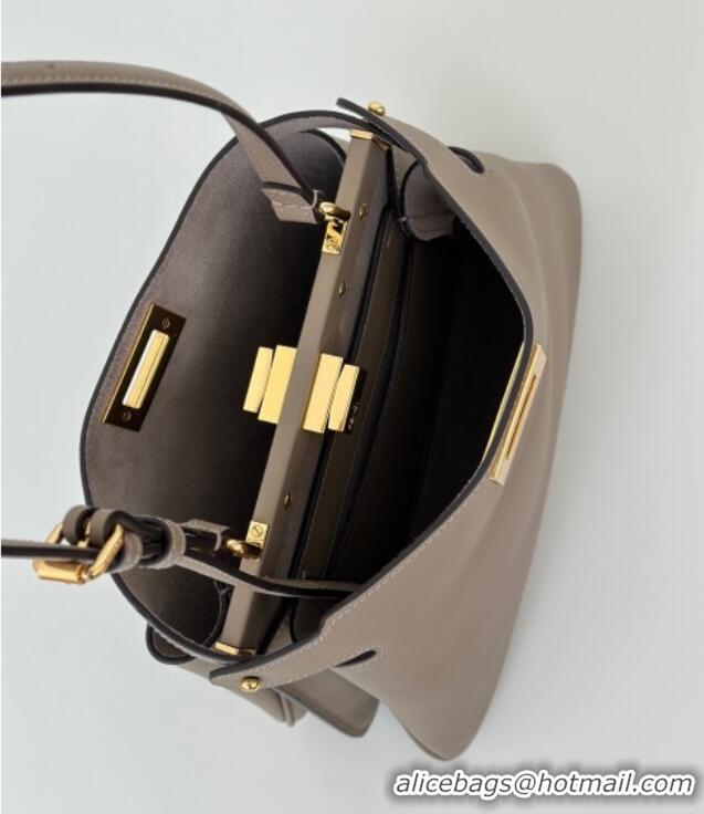 Inexpensive Fendi Peekaboo Soft Small Bag in Leather 80175 Dark Grey 2025