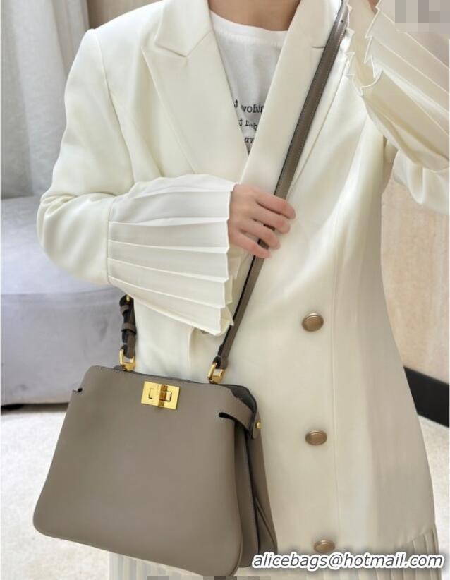 Inexpensive Fendi Peekaboo Soft Small Bag in Leather 80175 Dark Grey 2025
