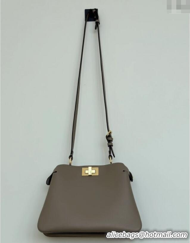 Inexpensive Fendi Peekaboo Soft Small Bag in Leather 80175 Dark Grey 2025