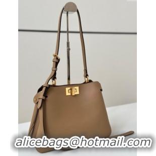 Luxury Cheap Fendi Peekaboo Soft Small Bag in Leather 80175 Beige 2025