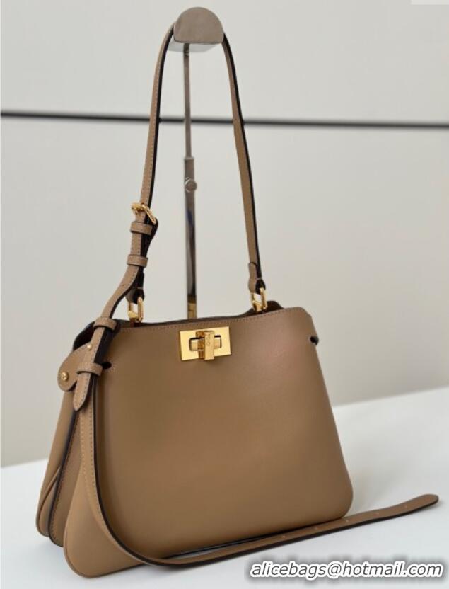 Luxury Cheap Fendi Peekaboo Soft Small Bag in Leather 80175 Beige 2025