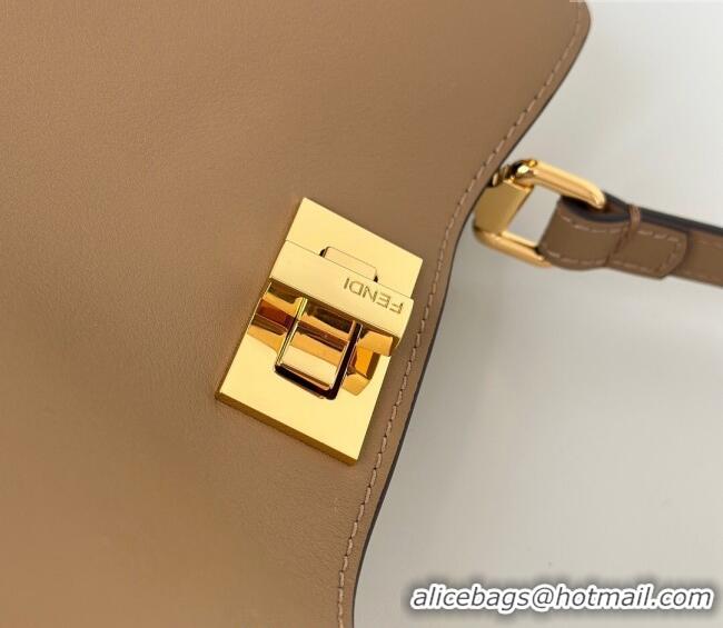 Luxury Cheap Fendi Peekaboo Soft Small Bag in Leather 80175 Beige 2025