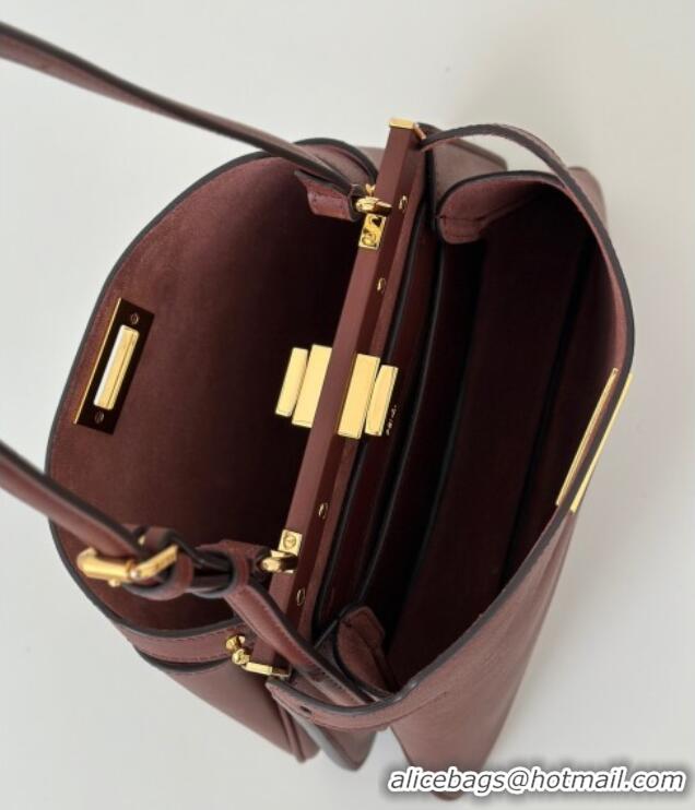Best Product Fendi Peekaboo Soft Small Bag in Leather 80175 Dark Burgundy 2025