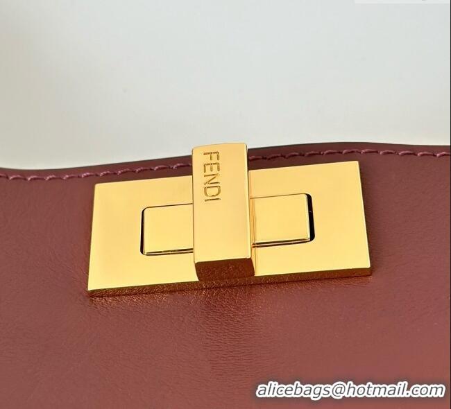 Best Product Fendi Peekaboo Soft Small Bag in Leather 80175 Dark Burgundy 2025