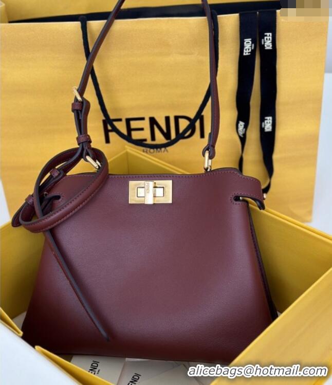 Best Product Fendi Peekaboo Soft Small Bag in Leather 80175 Dark Burgundy 2025