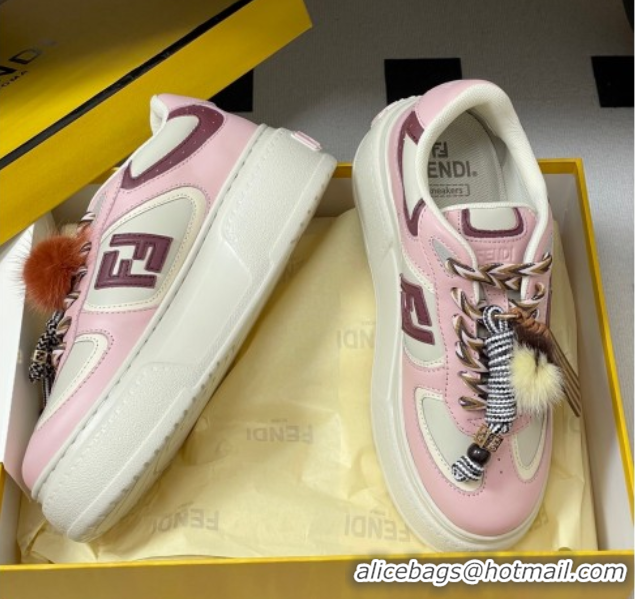 Low Cost Fendi Match Platform Sneakers 5cm in Leather and Charm Pink 0822109
