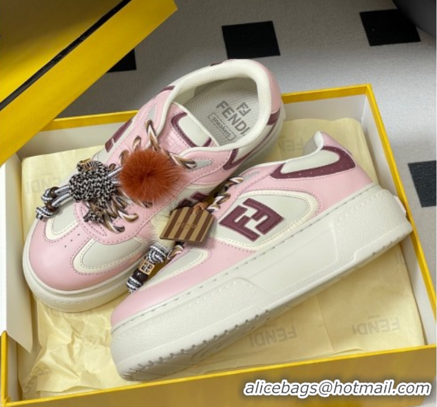 Low Cost Fendi Match Platform Sneakers 5cm in Leather and Charm Pink 0822109