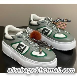 Big Discount Fendi Match Platform Sneakers 5cm in Leather and Charm Green 0822111