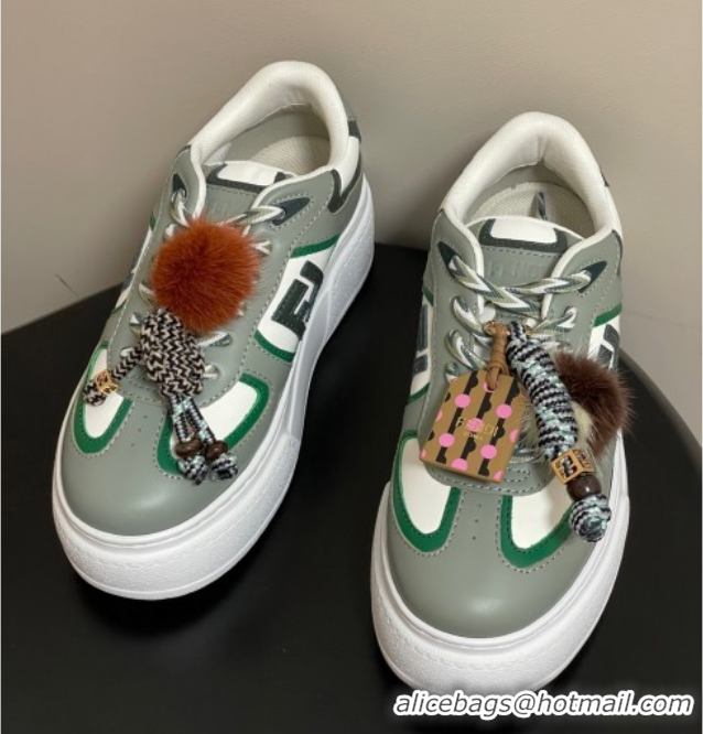 Big Discount Fendi Match Platform Sneakers 5cm in Leather and Charm Green 0822111