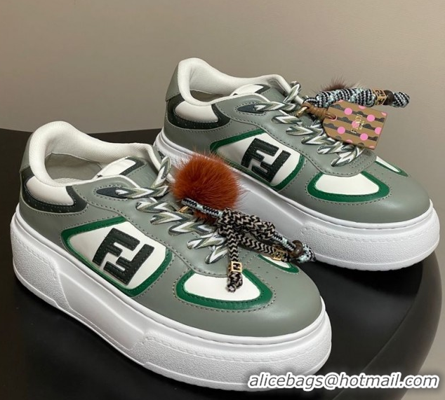 Big Discount Fendi Match Platform Sneakers 5cm in Leather and Charm Green 0822111