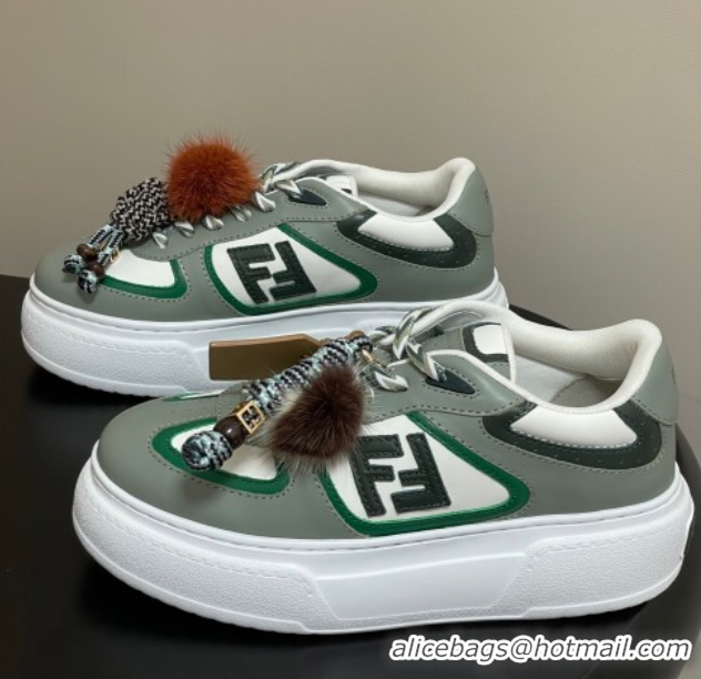 Big Discount Fendi Match Platform Sneakers 5cm in Leather and Charm Green 0822111
