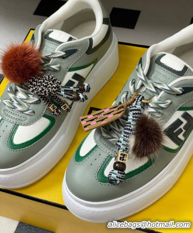 Big Discount Fendi Match Platform Sneakers 5cm in Leather and Charm Green 0822111