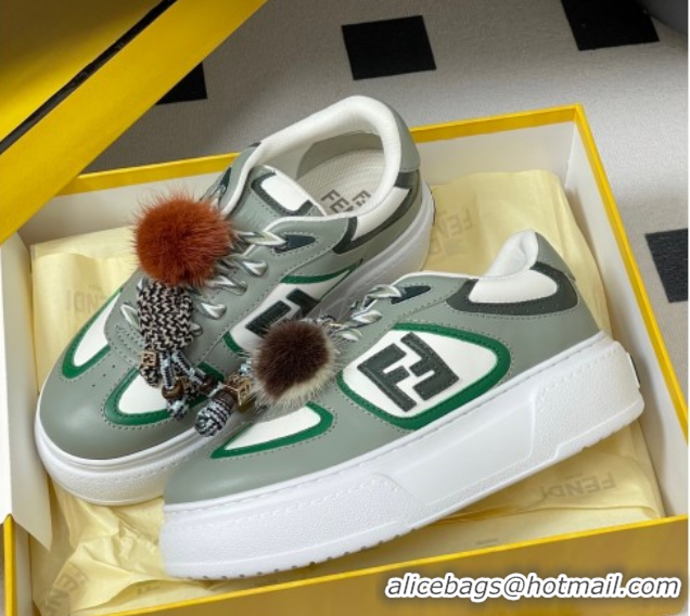 Big Discount Fendi Match Platform Sneakers 5cm in Leather and Charm Green 0822111