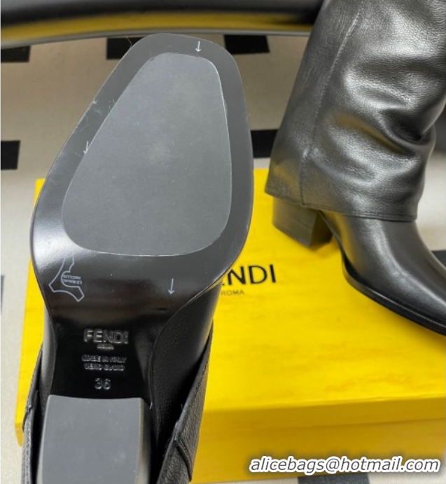 Cheap Price Fendi Show Heel Ankle Boots 7cm in Grained Leather Black 0822113