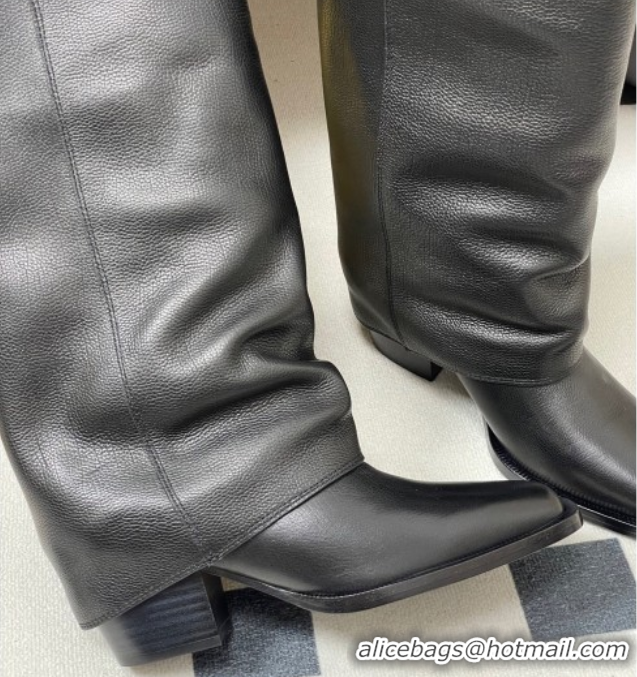 Best Product Fendi Show Heel High Boots 7cm in Grained Leather Black 0822117