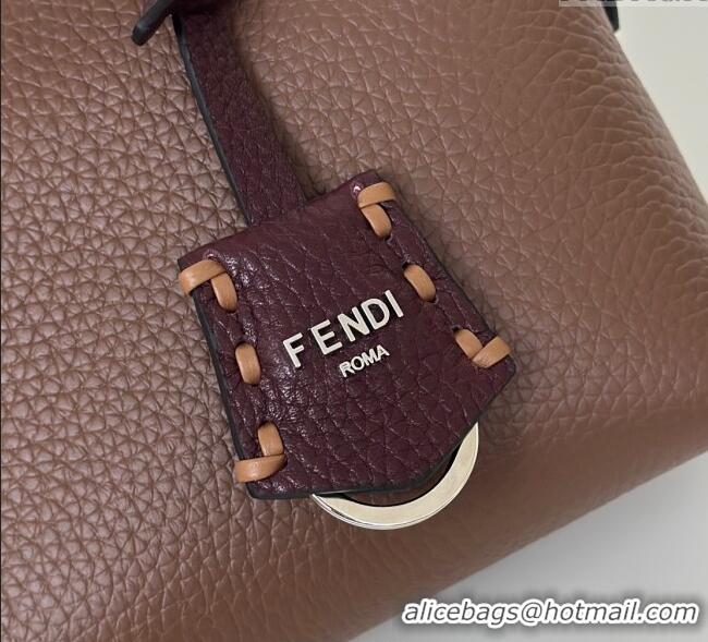 Shop Discount Fendi By The Way Selleria Mini Bag in Grianed Calfskin with Topstitches 8668S Dark Brown 2025
