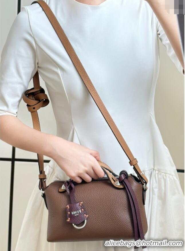 Shop Discount Fendi By The Way Selleria Mini Bag in Grianed Calfskin with Topstitches 8668S Dark Brown 2025