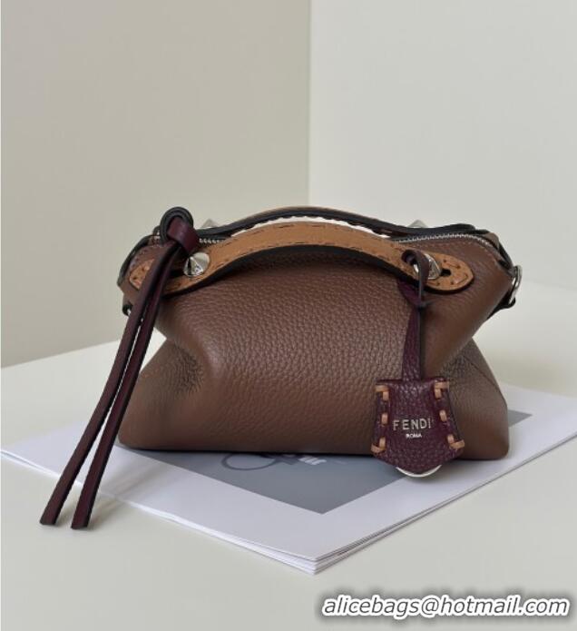Shop Discount Fendi By The Way Selleria Mini Bag in Grianed Calfskin with Topstitches 8668S Dark Brown 2025