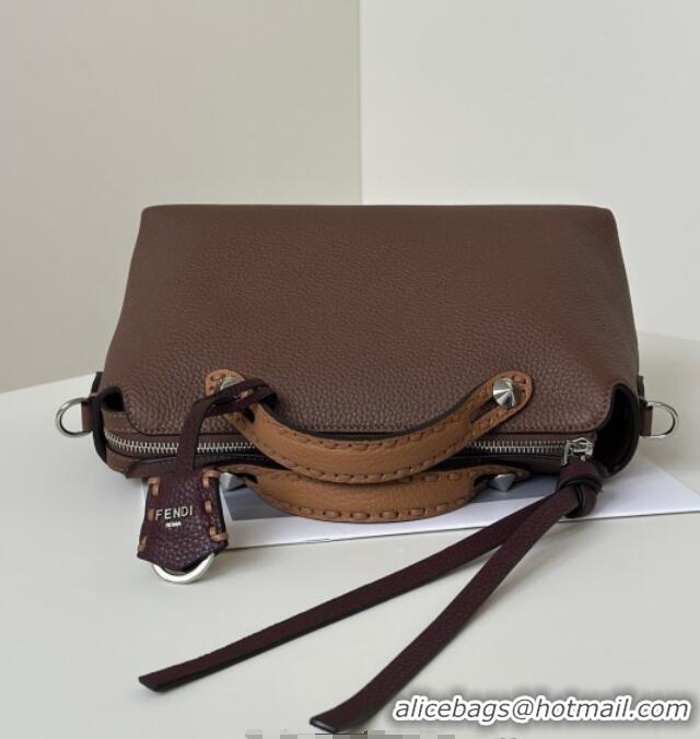 Good Product Fendi By The Way Selleria Medium Bag in Grianed Calfskin with Topstitches 8668M Dark Brown 2025