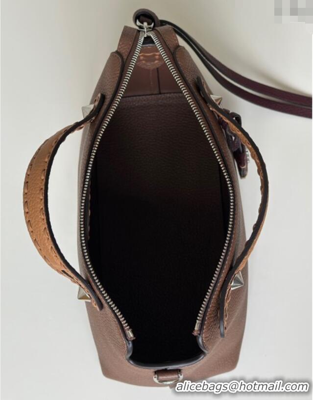 Good Product Fendi By The Way Selleria Medium Bag in Grianed Calfskin with Topstitches 8668M Dark Brown 2025