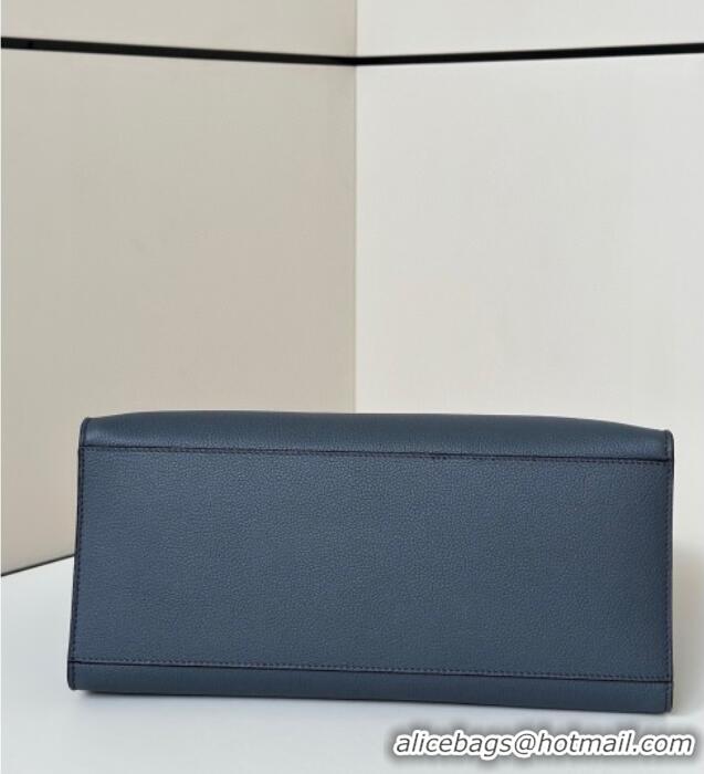 Luxury Discount Fendi Sunshine Medium Tote Bag in Grained Leather 8636 Blue 2025