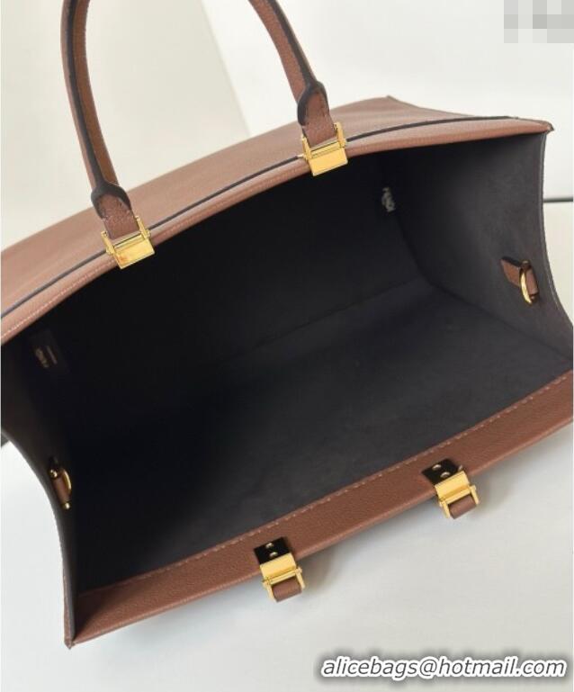 Top Grade Fendi Sunshine Medium Tote Bag in Grained Leather 8636 Brown 2025