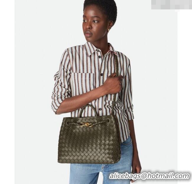 Grade Design Bottega Veneta Medium Andiamo Top Handle Bag in Intrecciato Leather 743572 Cypress Green 2025