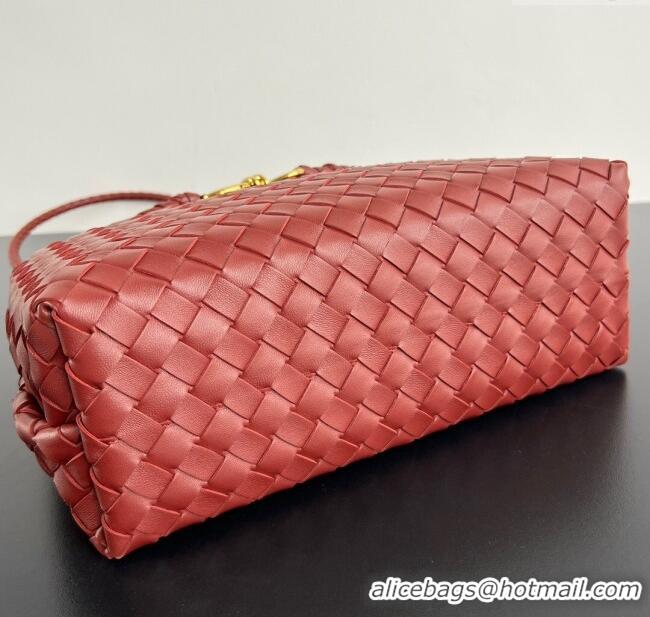 Famous Brand Bottega Veneta Medium Andiamo Top Handle Bag in Intrecciato Leather 743572 Sapele Red 2025