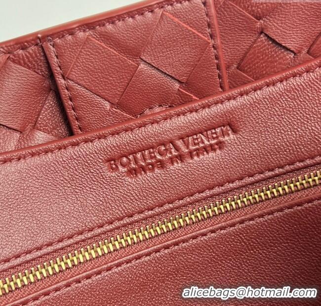 Famous Brand Bottega Veneta Medium Andiamo Top Handle Bag in Intrecciato Leather 743572 Sapele Red 2025